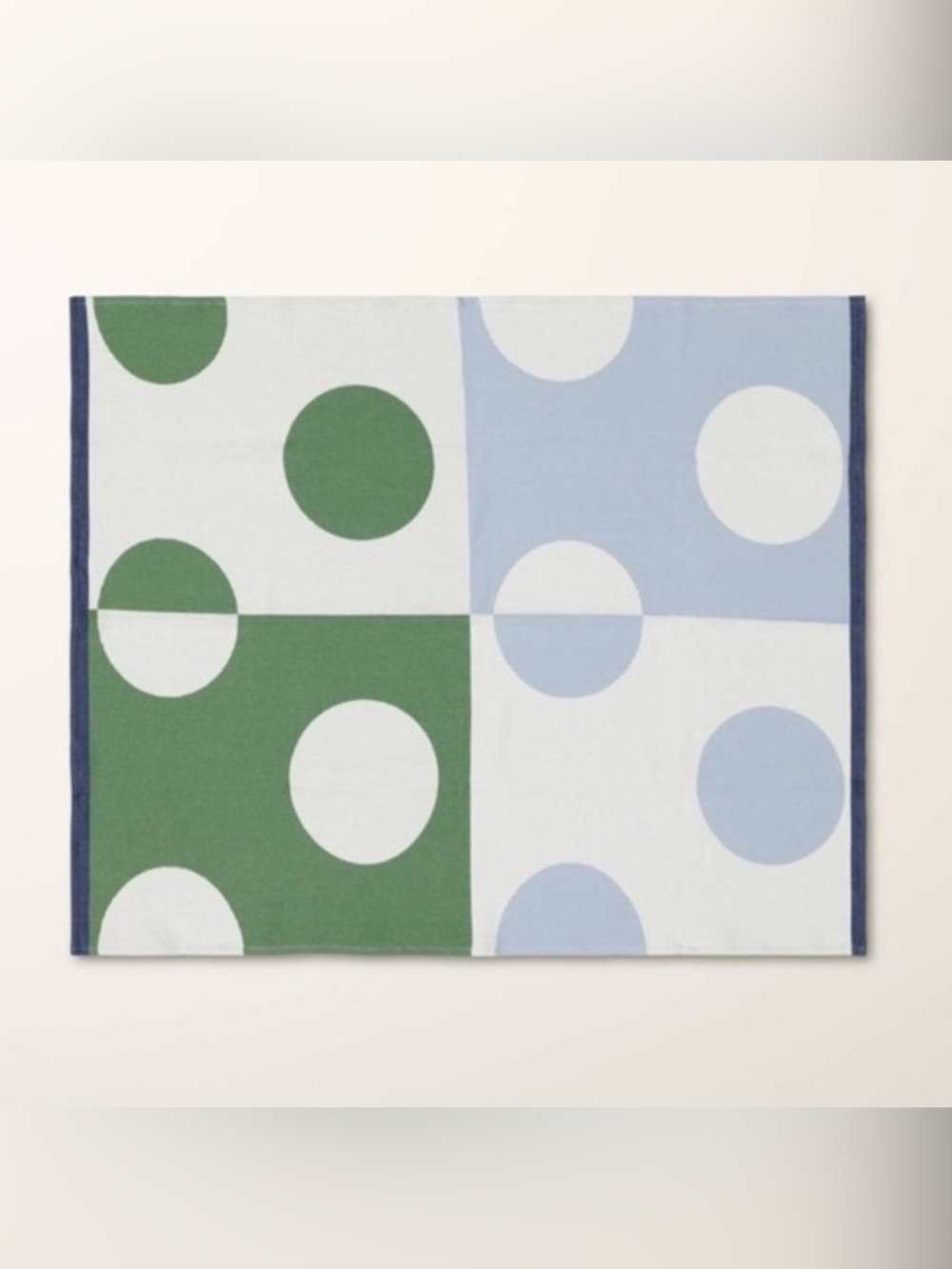 kate spade Blue, Green and White Polka Dot Panel Throw Blanket 50” x 60”